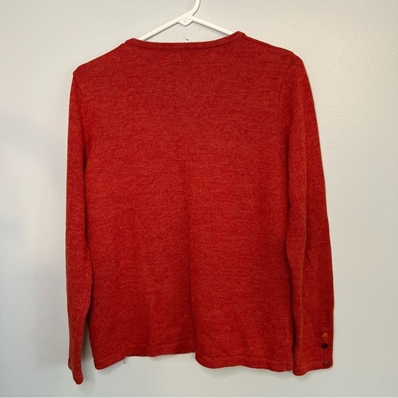 Tulchan Cotton V Neck Sweater Orange Sz M Buttons Teacher Artsy Student Retro - Picture 11 of 11